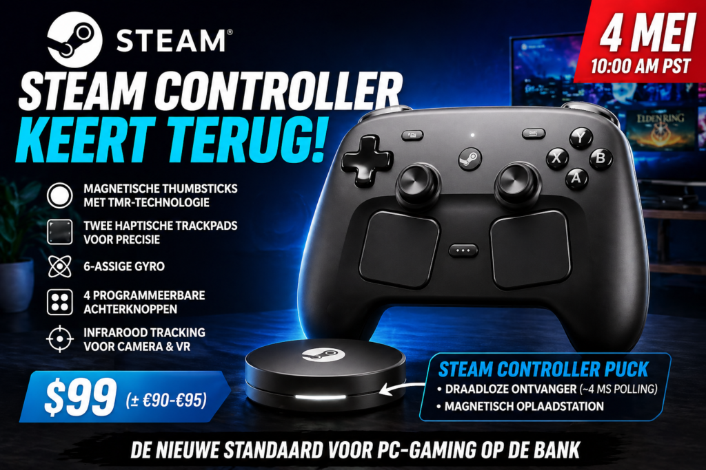 Steam Controller keert terug: Valve onthult prijs, releasedatum en indrukwekkende specs